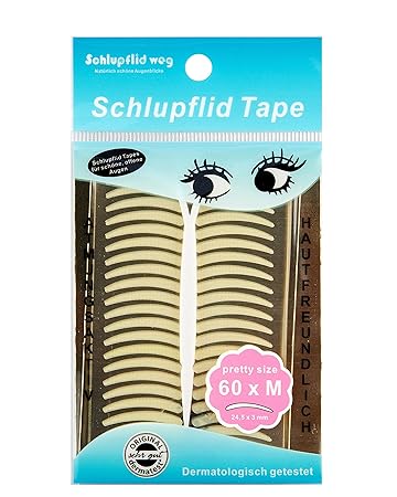 SCHLUPFLID TAPE pretty size (M) - Augenlidliftig ohne OP [60Paar], Schlupflid Streifen für schöne offene Augen, Kleine Schönh