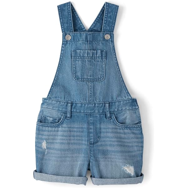 Ensemble Enfant The Children's Place - Tee Jaune Et Short Salopette En Jean Taille 4