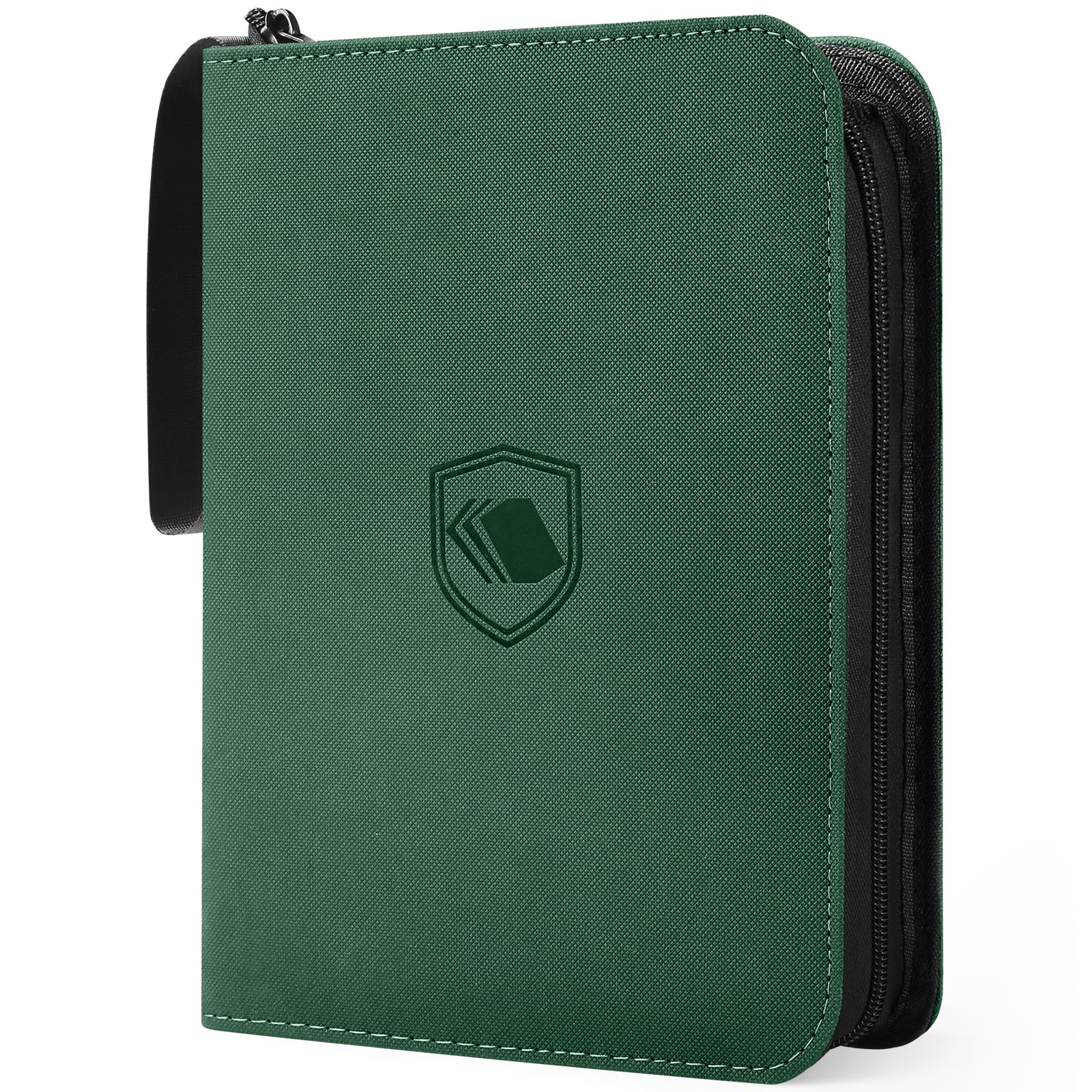 khlerox 900 Pockets Trading Card Binder, PU Cover Zipper Card Collection Album, Sturdy Card Folder Holder for MTG, TCG, Game Cards, Sports Cards (Green, 9 Pocket)