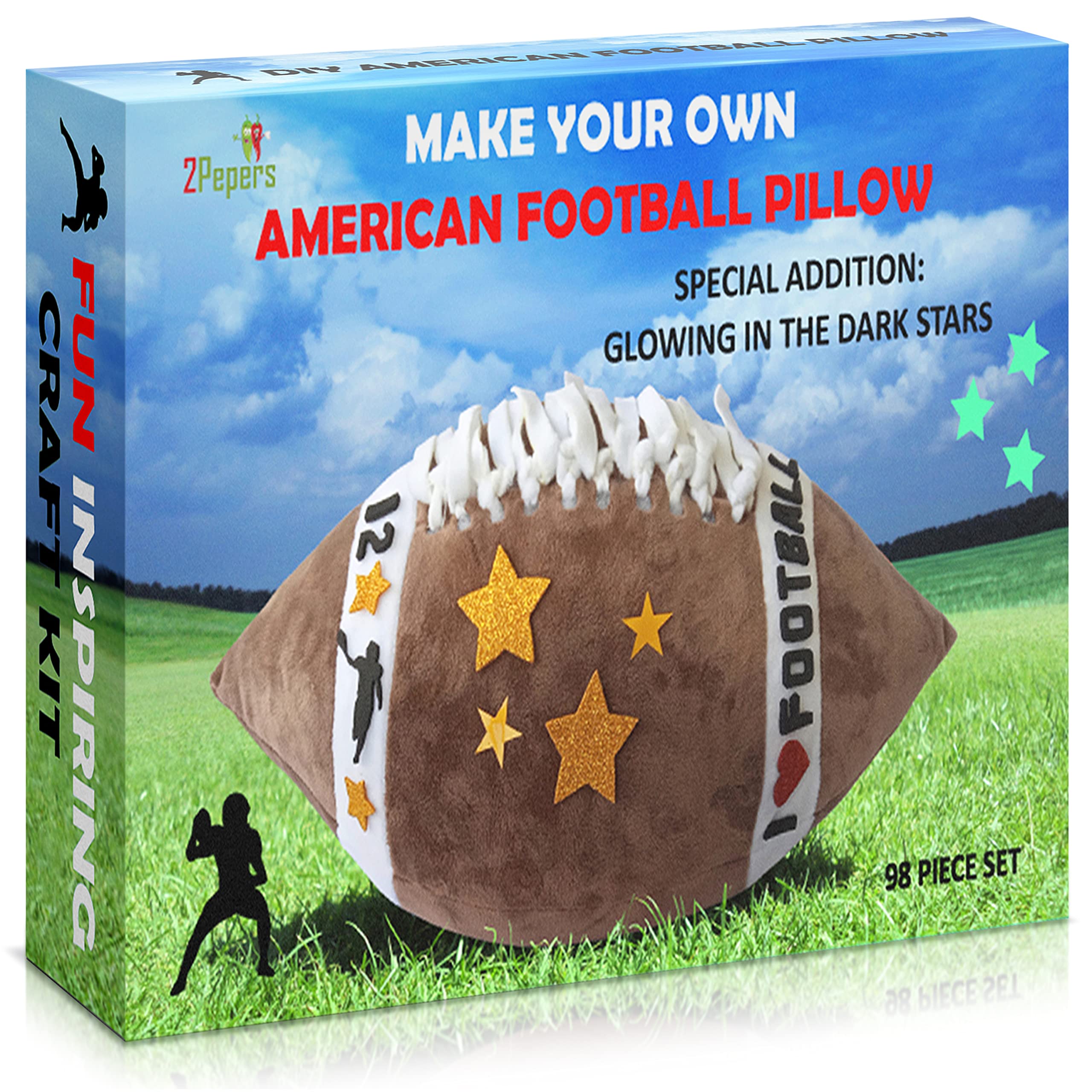 View 1 of 2Pepers Make Your Own American Football Pillow, Football Gifts for Boys and Girls Ages 3 4 5 6 7 8 9 10 Years and Up, DIY Arts and Crafts Kit for Kids, Sports Present, Boys Toys