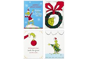 Image Arts Boxed Christmas Cards Assortment, Classic Grinch (4 Designs, 24 Christmas Cards with Envelopes)