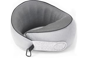 KPNEOL Travel Pillow, 100% Pure Memory Foam Travel Neck Pillow Airplane Neck Support Ergonomic Design for Traveling Suitable for Airplanes,Offices and Cars-Gray