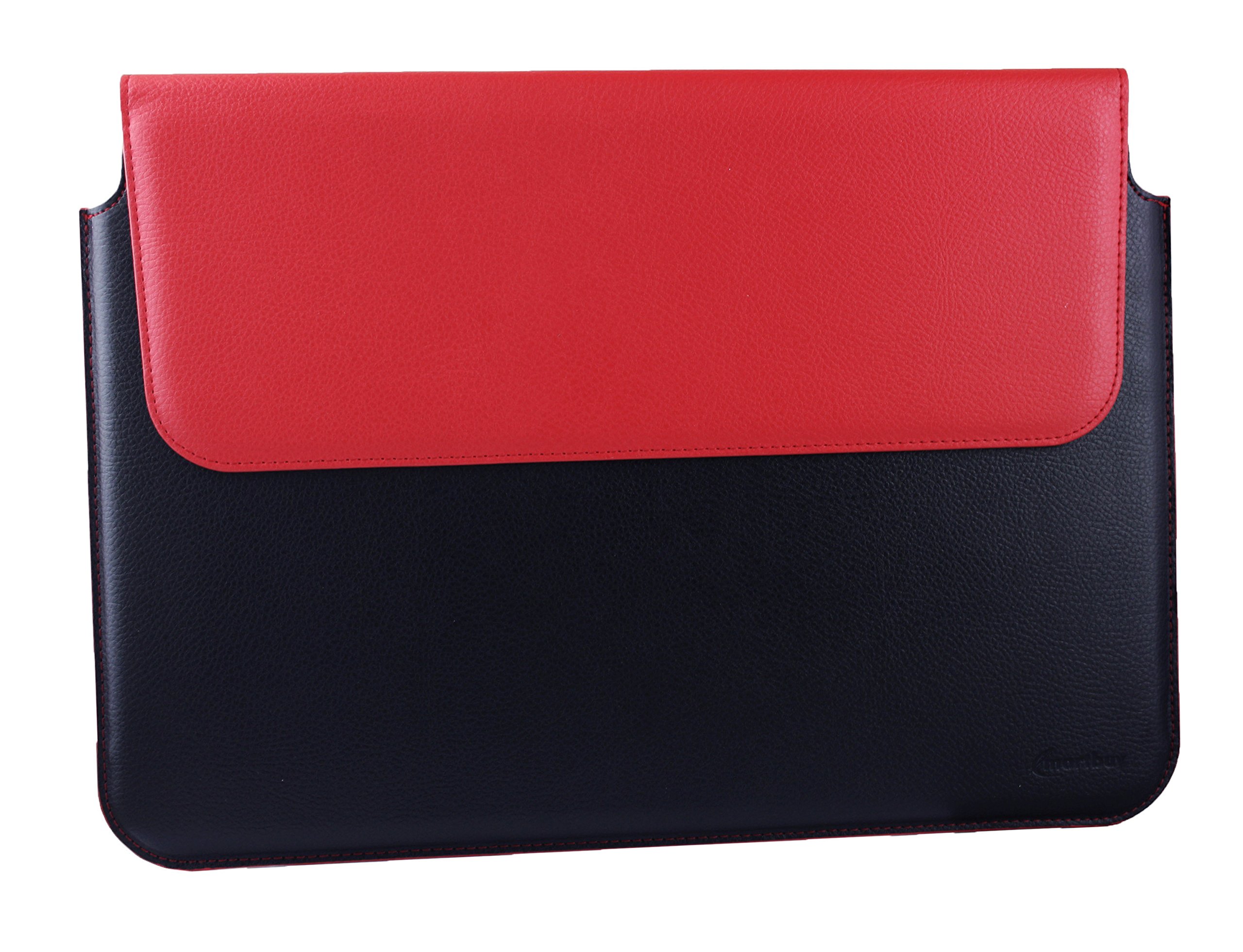Emartbuy Black Red 13.3-14.5 Inch Premium PU Leather Magnetic Folio Wallet Case Cover Sleeve Compatible with Laptops Listed Below — image 1