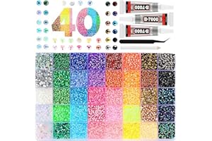 CyanHall Bedazzling Kit with 40 Colors, 32000 Pcs 3mm Flatback Rhinestones Resin Jelly Gems for Bedazzling, Rhinestone Kit wi