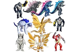 TwCare Set of 10 Godzilla x Kong: The New Empire, Dinosaur Dragon Toys Action Figures, Evolved Basic Exquisite Battle Roar B.E.A.S.T. Glove Shimo Frost Bite Mecha King Ghidorah Cake Toppers Pack