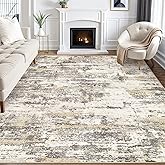 8x10 Area Rugs for Living Room:Washable Rug Abstract Modern Neutral Large Soft Stain Resistant Non-Slip Backing Machine Table for Bedroom Dining Room Indoor Home Office Carpet - Gold Brown