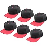 Gelante Plain Blank Flat Brim Adjustable Snapback Baseball Caps LOT 6 Pack