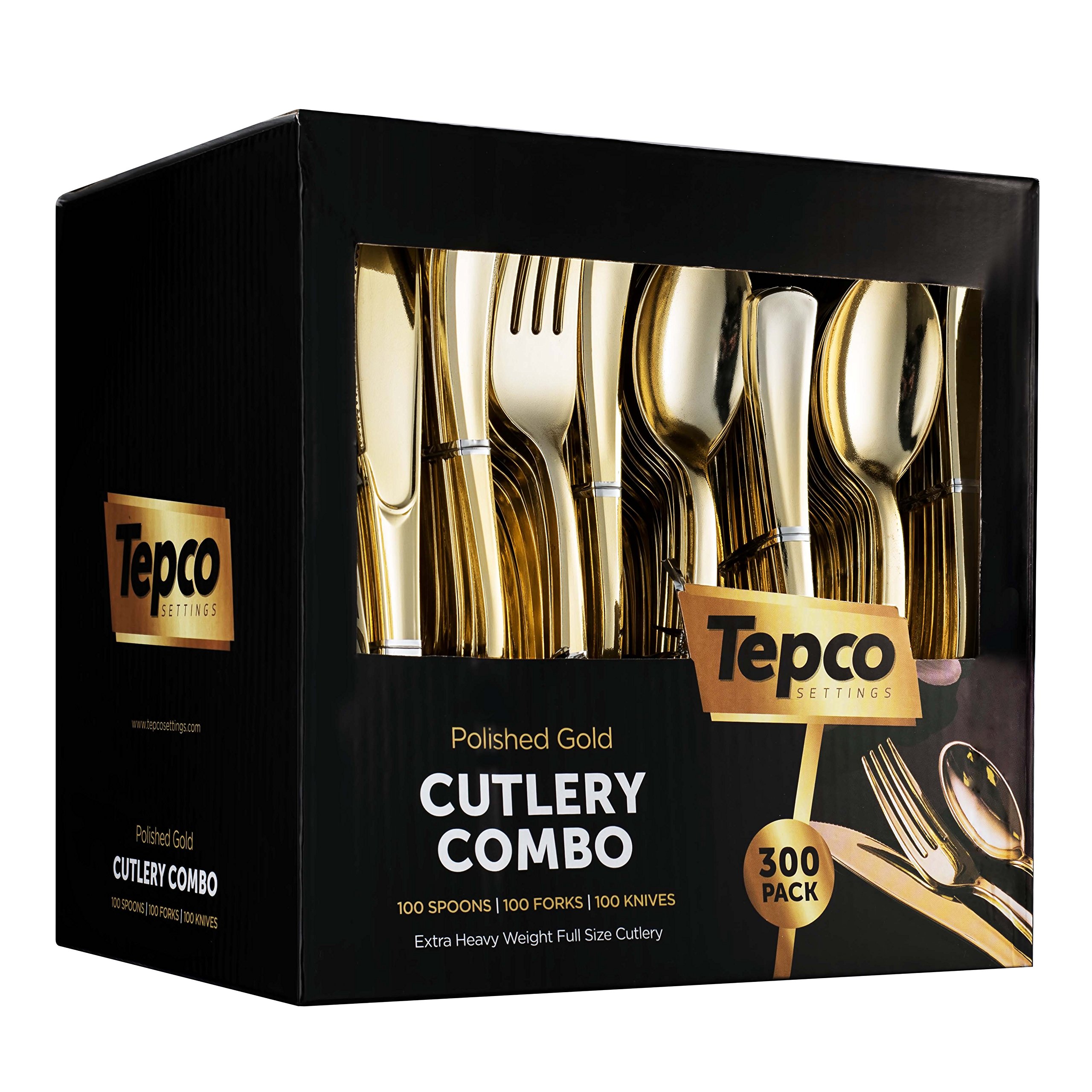 300 Gold Plastic Silverware Set Plastic Gold Cutlery Set Disposable
