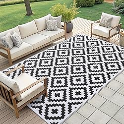 Smiry Waterproof Outdoor Rug 9X18 ft, Reversible
