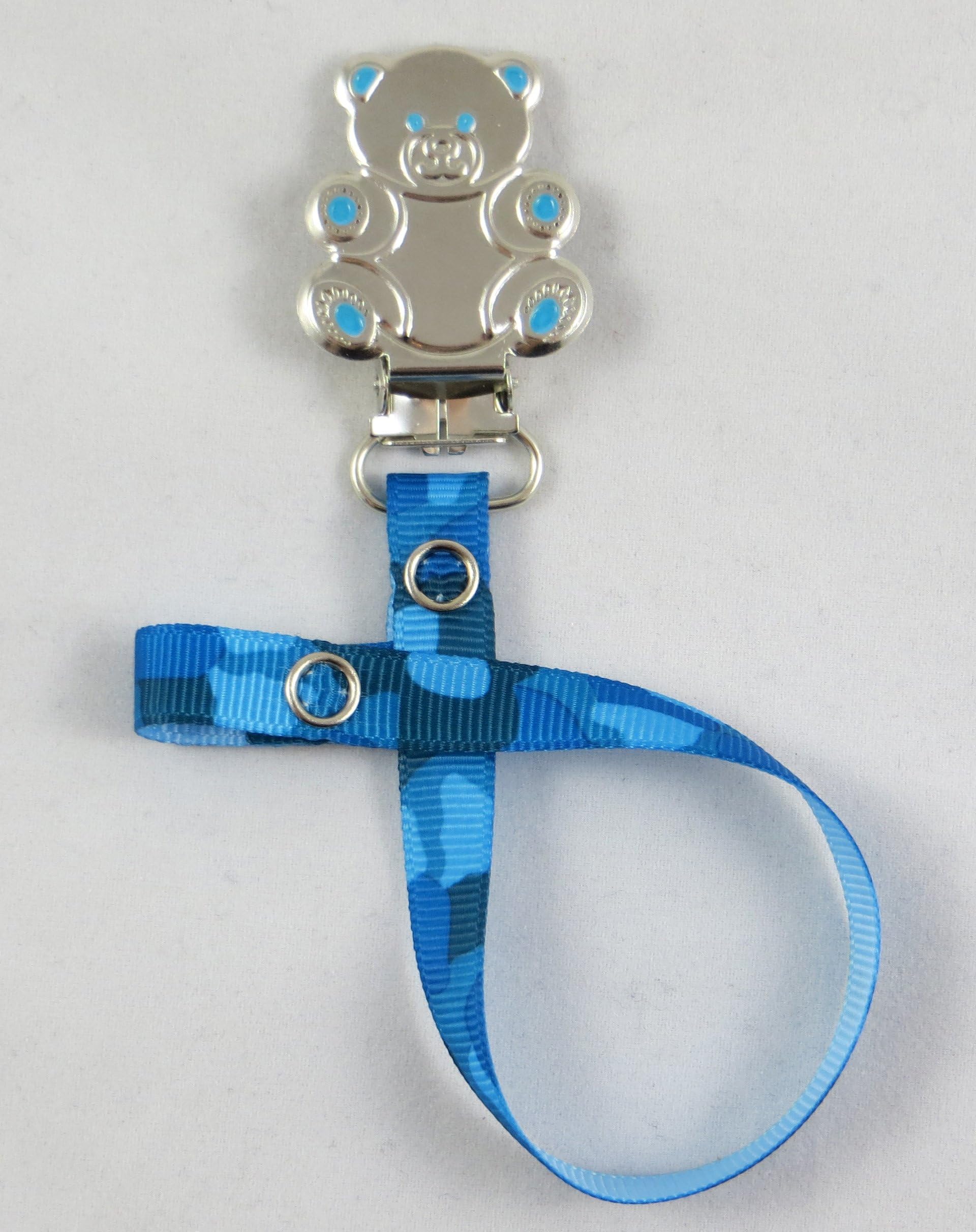 Pacifier Clip Camouflage for Girl and Boy, Make Your Baby Comfortable Now with the Littleclip Lightweight Pacifier Holder (teal blue camo)