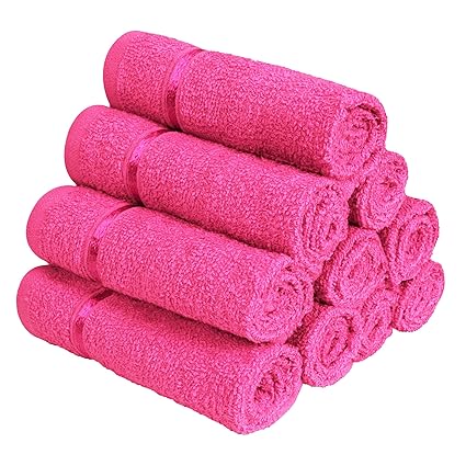 Story@Home 100% Cotton Soft Towel Set of 10 Pieces, 450 GSM - 10 Face Towels - Pink