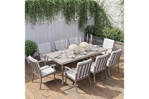 HAPPATIO Aluminum 9 Piece Patio Dining Set - Aluminum Outdoor Dining Set for 8, Patio Dining Table and Chairs Set, Patio Furniture with Table and Chairs (Gray)