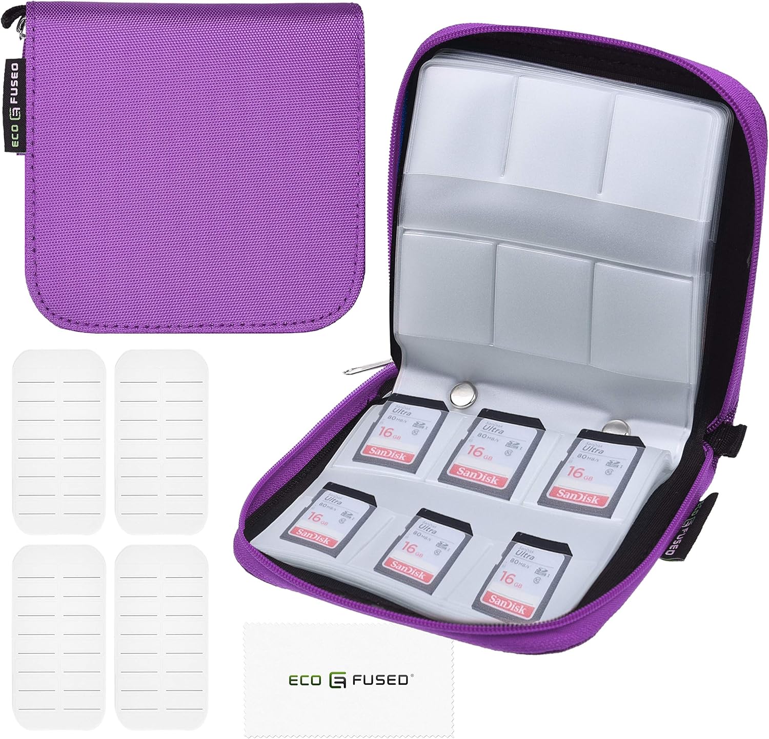 Eco-Fused Memory Card Case, Fits up to 44x SD, SDHC, Micro SD, Mini SD and 4X CF, Holder with 44 Slots (8 Pages) - Image 3