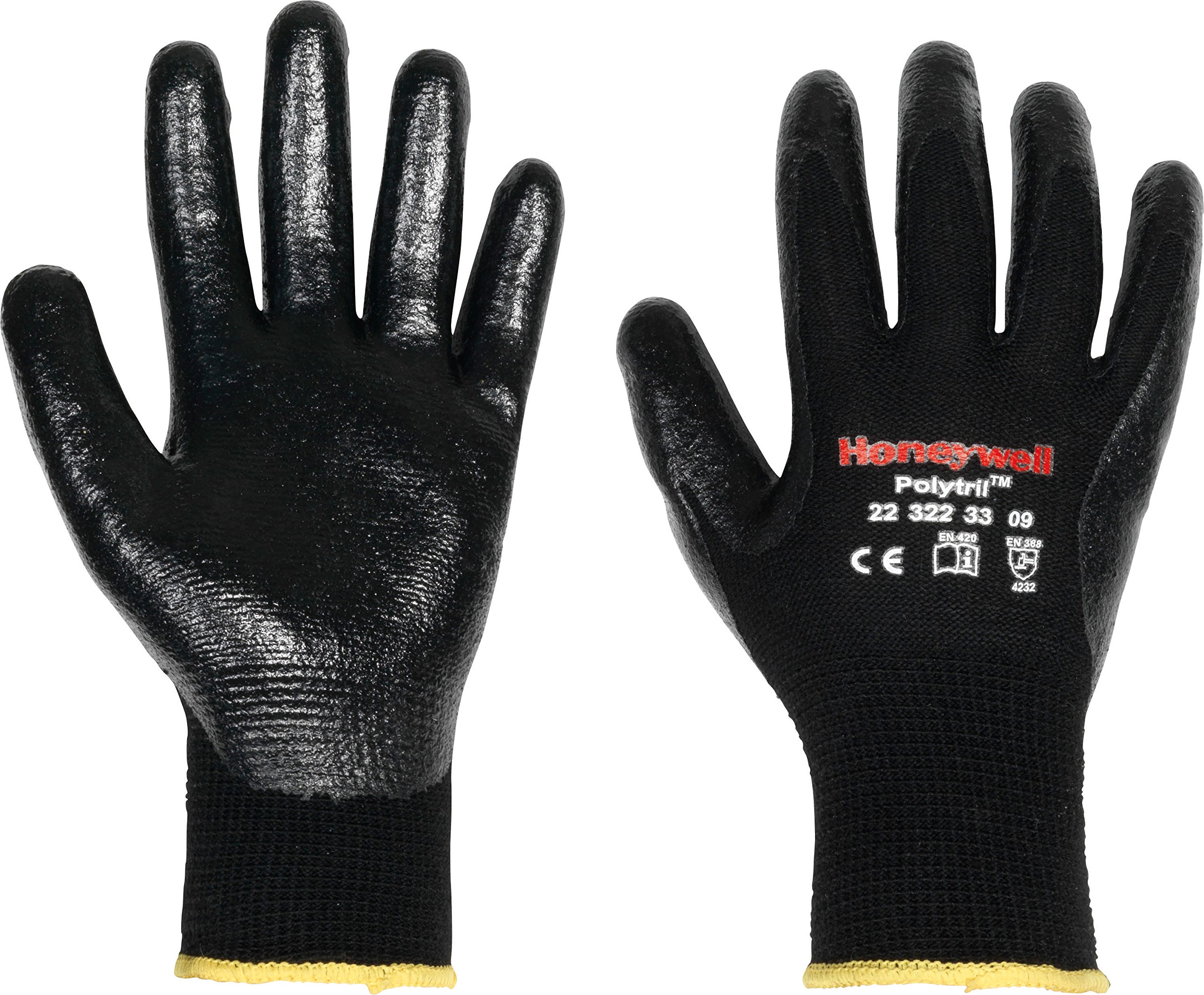 Honeywell 2232233 Polytril MIX Black Polyamide/Cotton Knitted General Purpose Gloves for Heavy Handling, 25 cm Length, Suitable for Utilities/Telecom/Automotive, Size 11, 2232233-11 (Pack of 10 Pairs) — image 1