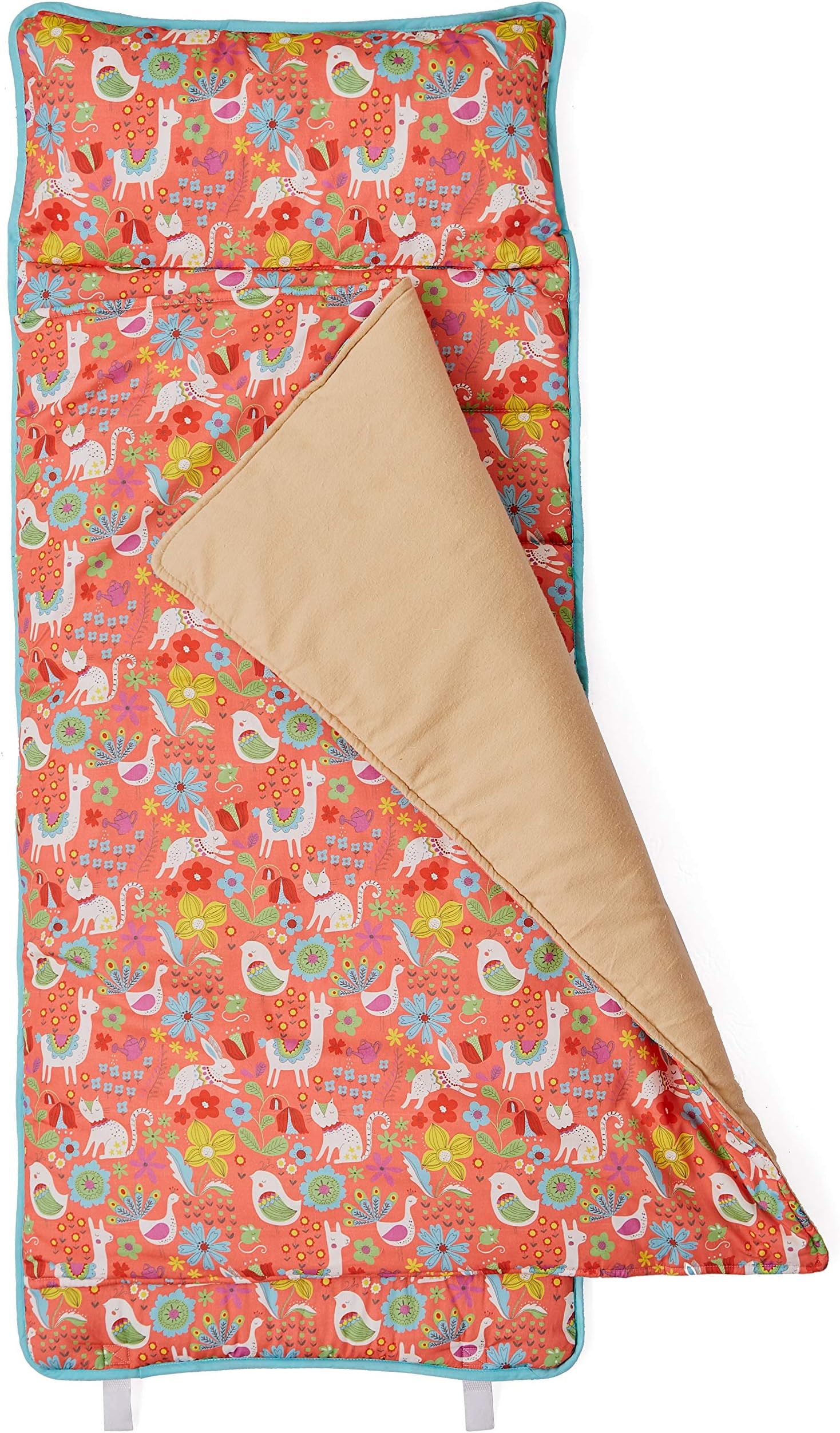 HESEAM for Kids Nap Mat Removable Pillow, Orange, Carry Handle with Straps Closure, Rollup Design, Light Weight, Soft Microfiber Perfect for Preschool, Daycare, Travel Sleeping Bag,3-7 Years