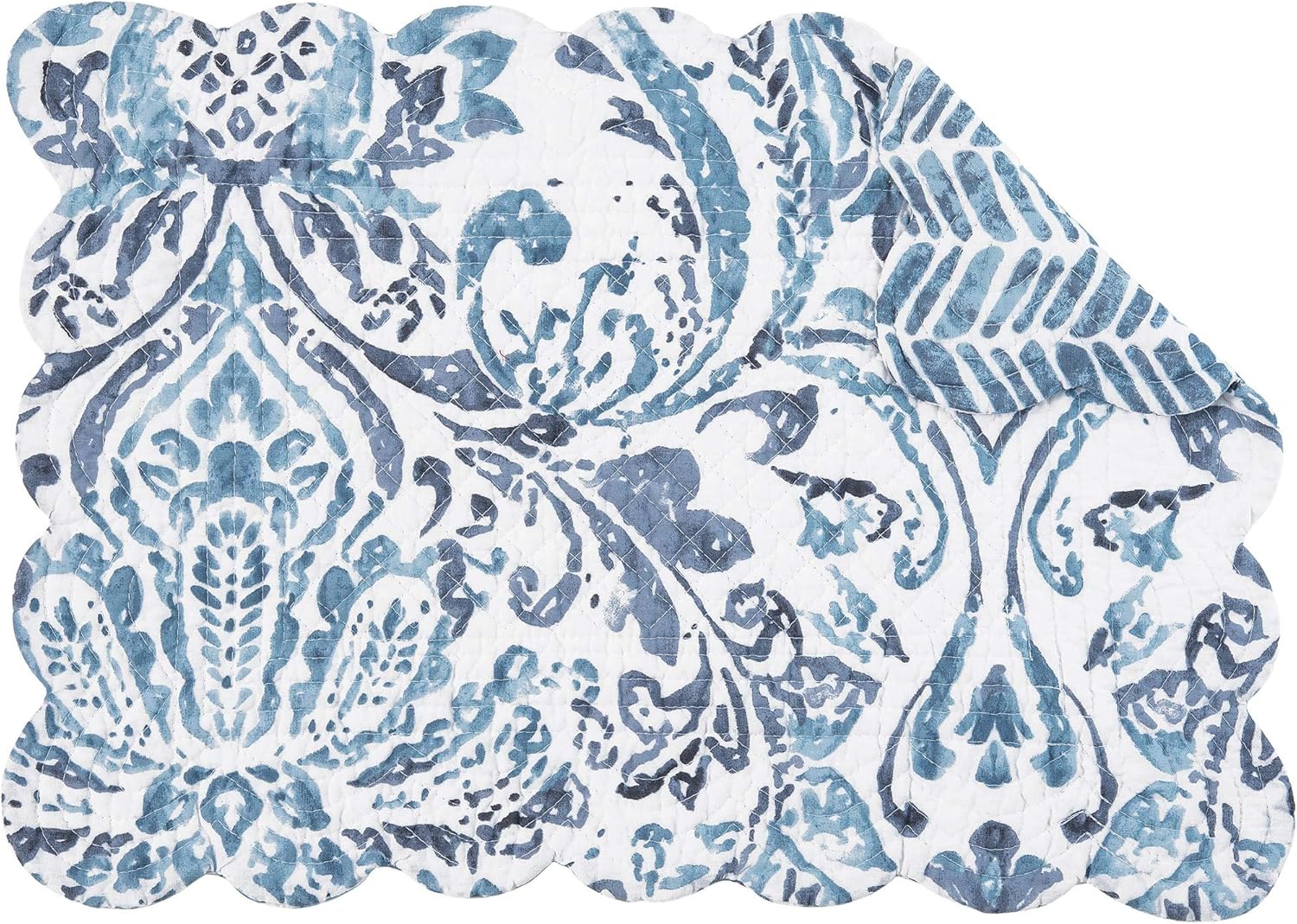C&F Home Natalia Damask Placemat Blue and White Floral