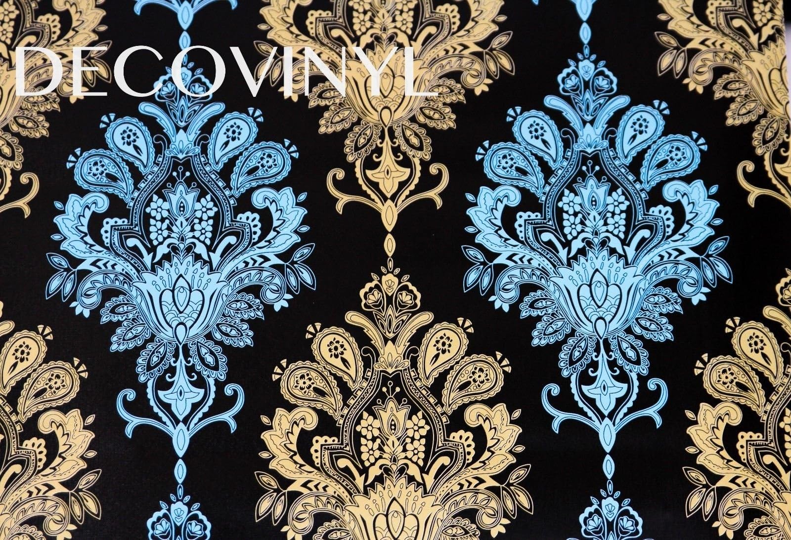 Modern Black Blue Gold Embossed Plastic Sticky Back Vinyl Film PVC Patterned Wall Sticker