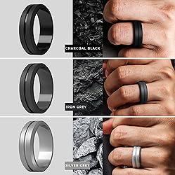 ThunderFit Silicone Wedding Rings for Men, Brushed