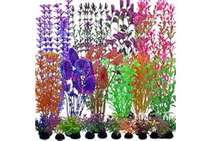 EMYSSA 20 Pack Aquarium Plants, Fish Tank Decoration Colorful Artificial Fish Tank Decor Plants Aquarium Decorations for Household and Office Aquarium Simulation, Small to Large and Tall
