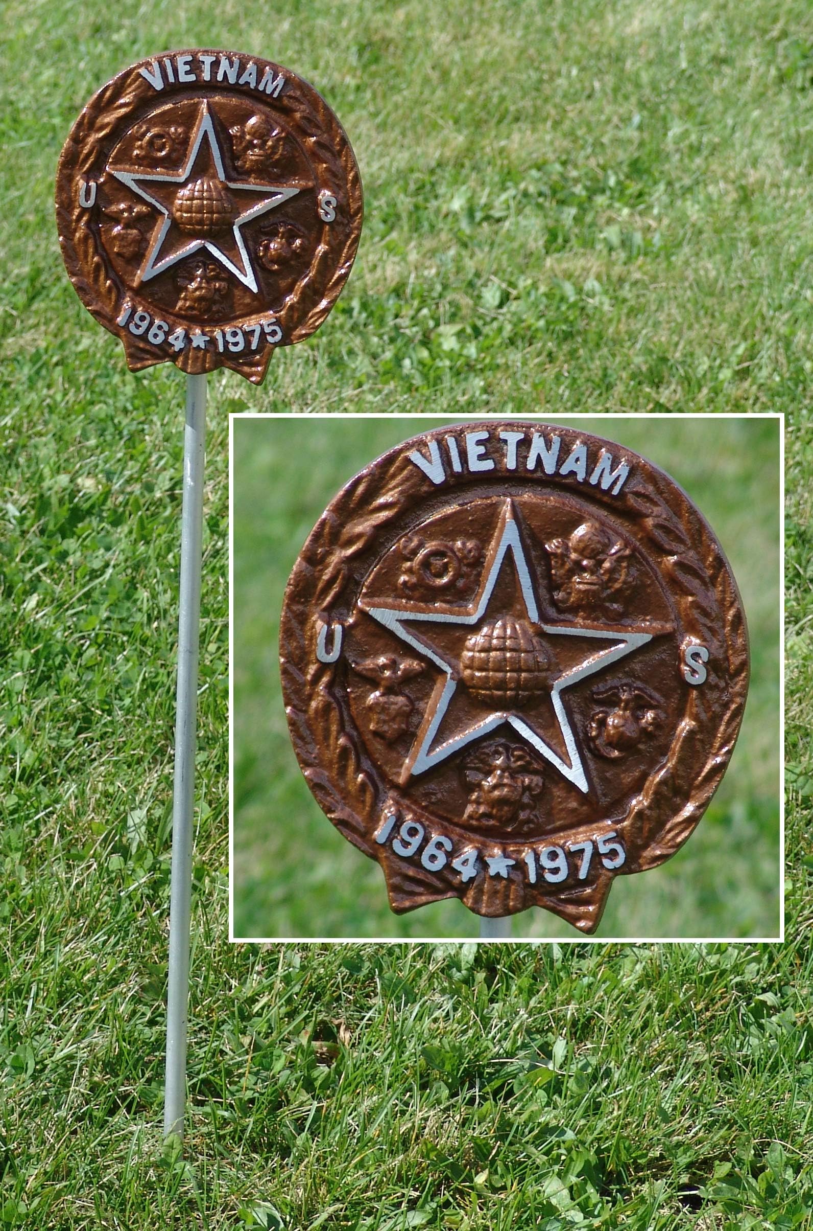 Frank Detwiler Vietnam War Veteran Grave Marker, Bronze Finished Aluminum