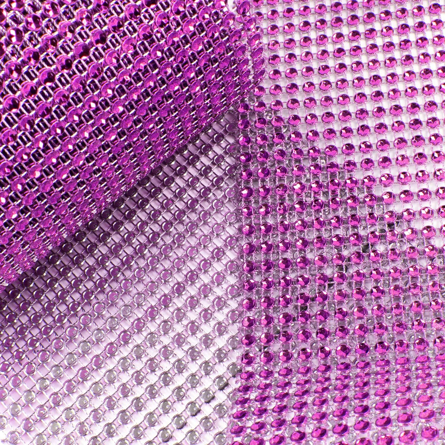 Fuchsia Rhinestone Diamond Style Arts and Crafts Decorating Mesh Ribbon Roll (4.75" x 10 Yards, 24 Row, 1 Roll)