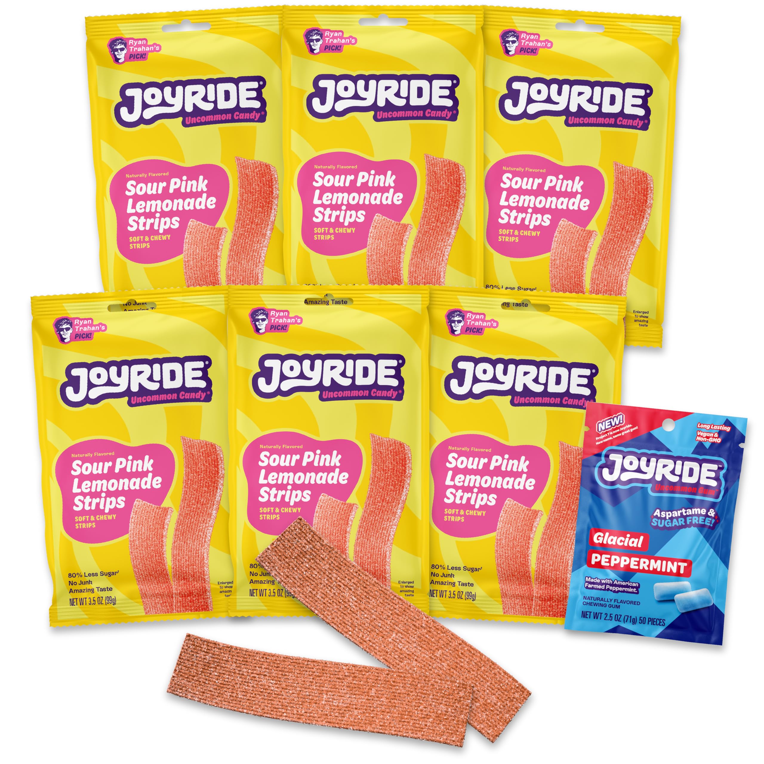 JOYRIDE Pink Lemonade Sour Strips - 3.5 oz 6-Pack