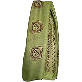 Indian Om Mantra Hand Block Printed Scarf Prayer Shawl (Light Green)