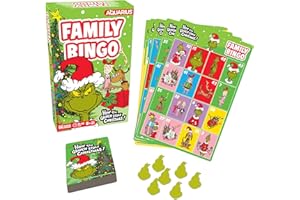 AQUARIUS Grinch Family Bingo Game - Fun Family Party Game for Kids, Teens and Adults - Entertaining Family Game Night Gift - Officially Licensed Grinch Merchandise - Ages 6 and Up