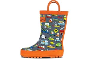 LONECONE Waterproof Toddler Rain Boots with Easy Pull on Handles