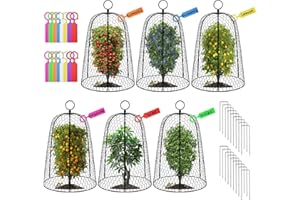 OZMI Garden Chicken Wire Cloches for Plants Protectors from Animals 14" D x 16" H 6 Pcs Rustproof Plant Cages for Outdoor Vegetable Flowers Garden Large Assemble-able Metal Cloches （Black）