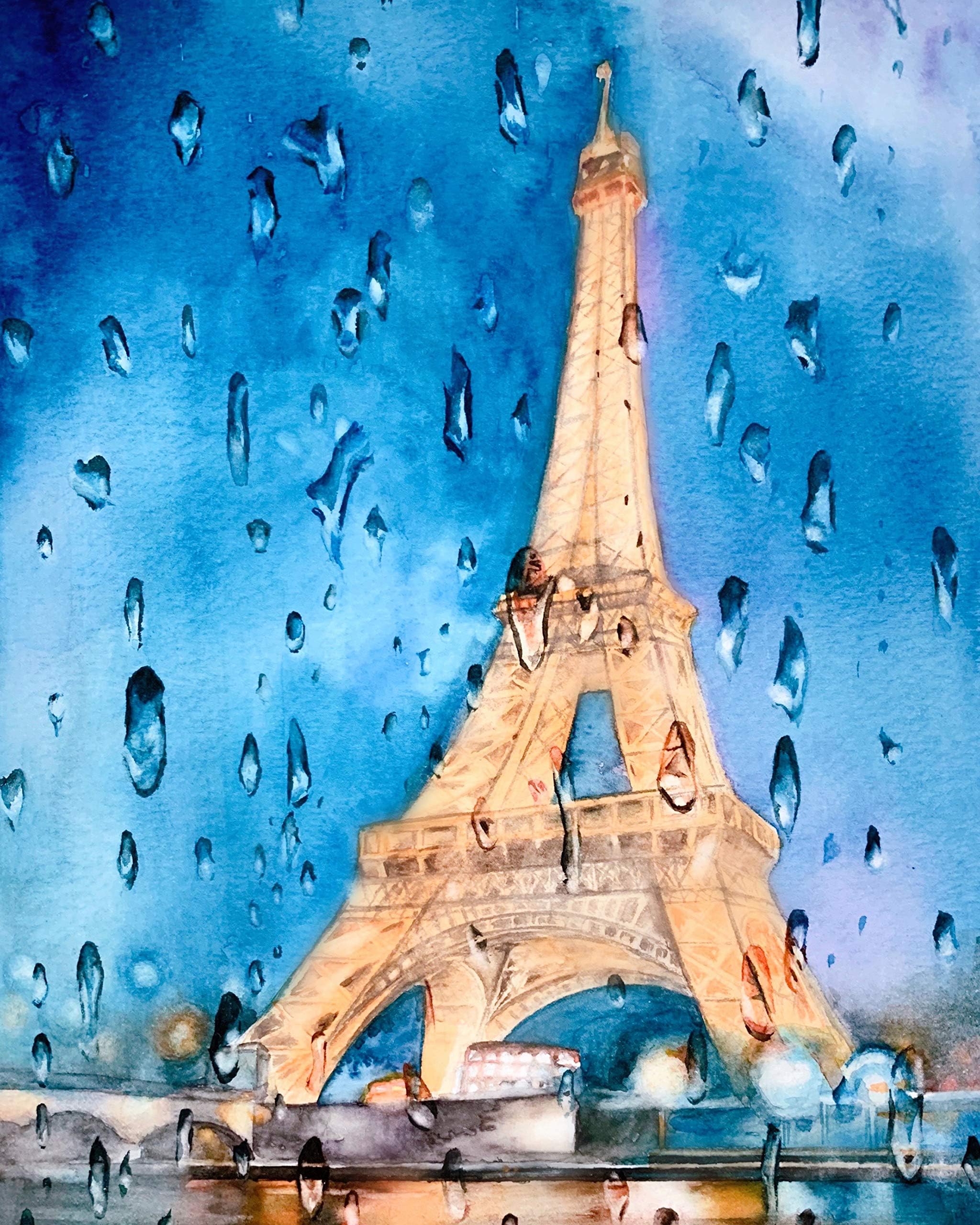 AMAILY Diamond Painting Kits for Adults - 5D Diamond Art Kits with Painting by Number Kits for Beginners - Great Decor for Home,Living Room,Office,Kitchen,Shop (iron tower 11.8*15.7Inch)