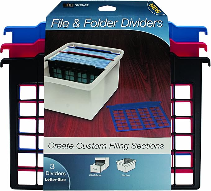 Advantus File And Folder Dividers 3 Count Red Blue Black 50912 Amazon Ca Office Products