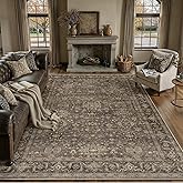 WondRg 8x10 Washable Area Rug for Living Room Bedroom Vintage Brown Non Slip Carpet Traditional Retro Soft Low Pile Large Throw Rug for Dining Room Kitchen Office Indoor