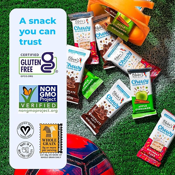 BLAKE’S SEED BASED CHEWY GRANOLA BARS — CHOCOLATE CHIP (5 COUNT), VEGAN, GLUTEN FREE, NUT FREE & DAIRY FREE, HEALTHY SNACKS FOR KIDS OR ADULTS, SCHOOL SAFE, LOW CALORIE SOY FREE SNACK