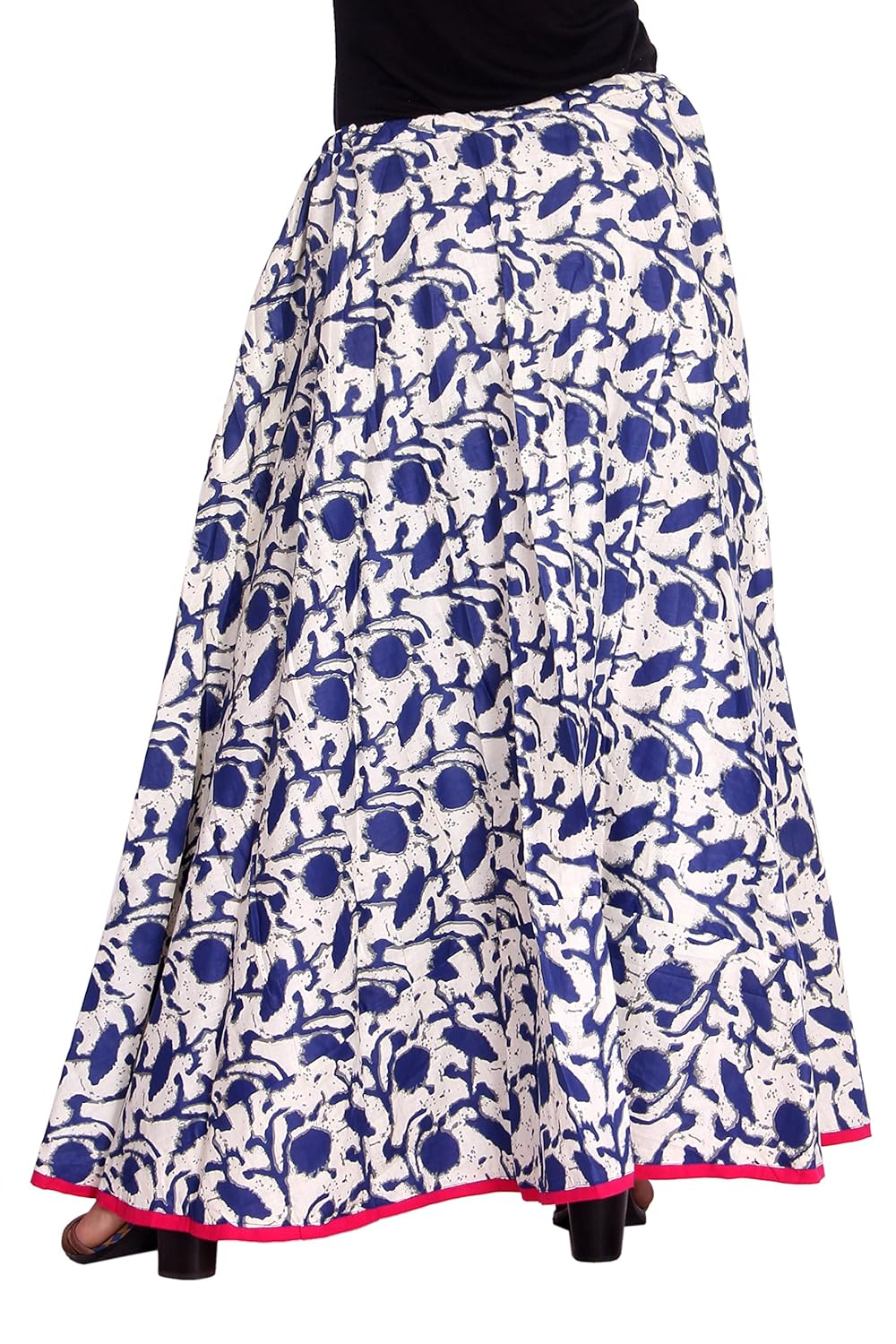 kastiel cotton blue printed women's regular flared skirt