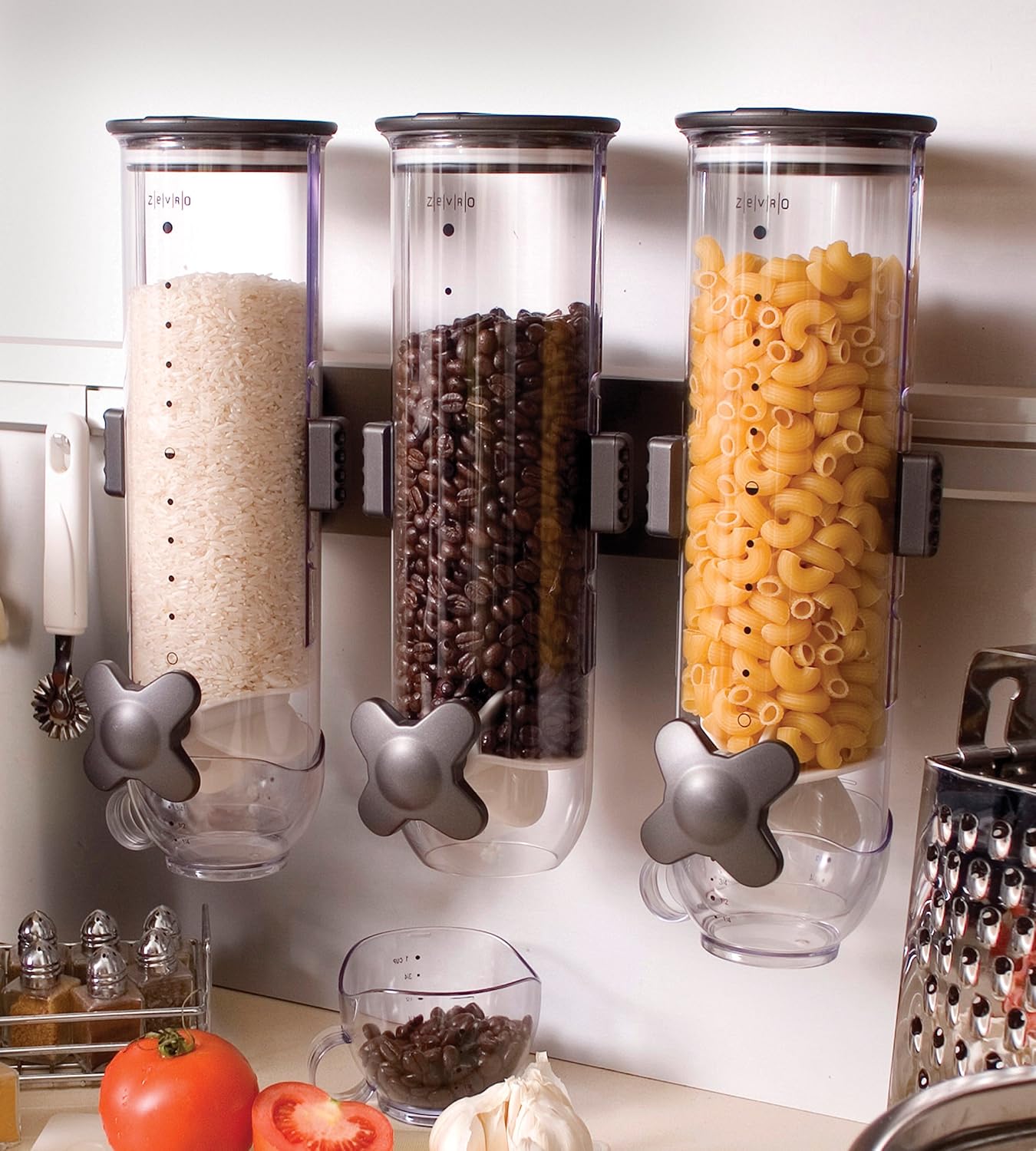Zevro Indispensable SmartSpace Wall Mount Triple Dry-Food Dispenser: Home & Kitchen