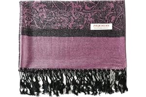 Becolored Paisley Acrylic Viscose Blend Scarf Shawl Jacquard Wrap Stole Two Tones Vintage Reversible