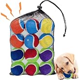 Ousiya Squeaky Tennis Balls for Dogs - 12 Pack 2.5'' Durable Natural Rubber, Non-Toxic Dog Toy Balls with Mesh Bag for Outdoor Play &amp; Training