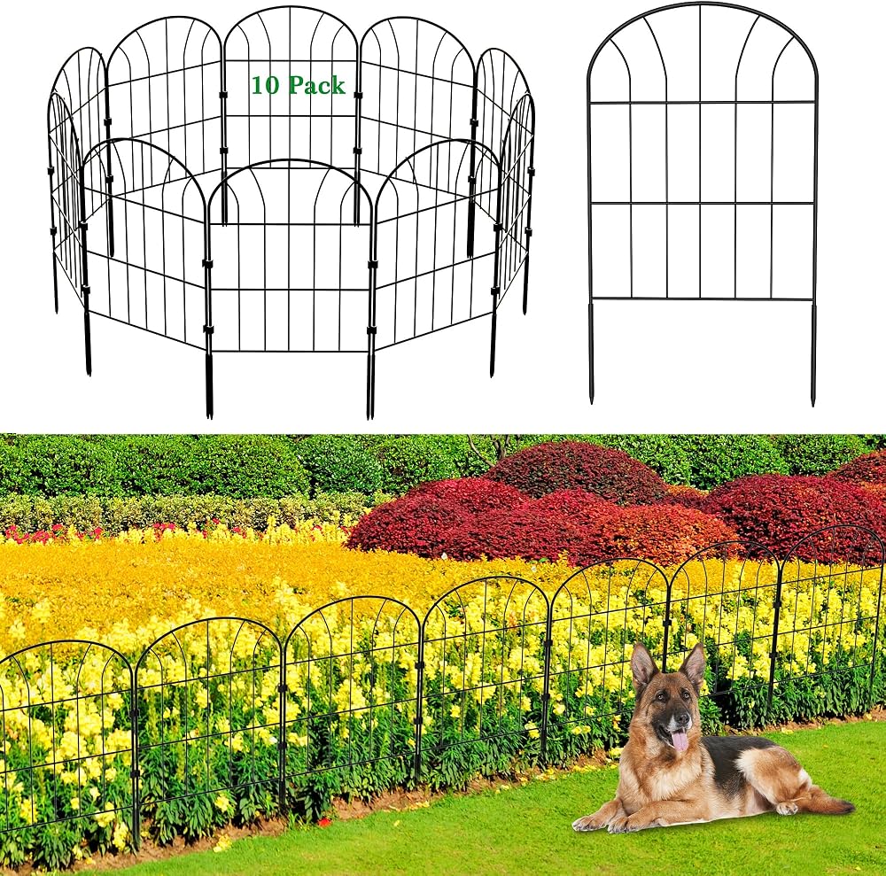 SARSTRY Decorative Garden Fence 10 Panels 3.3m Rustproof Metal Border