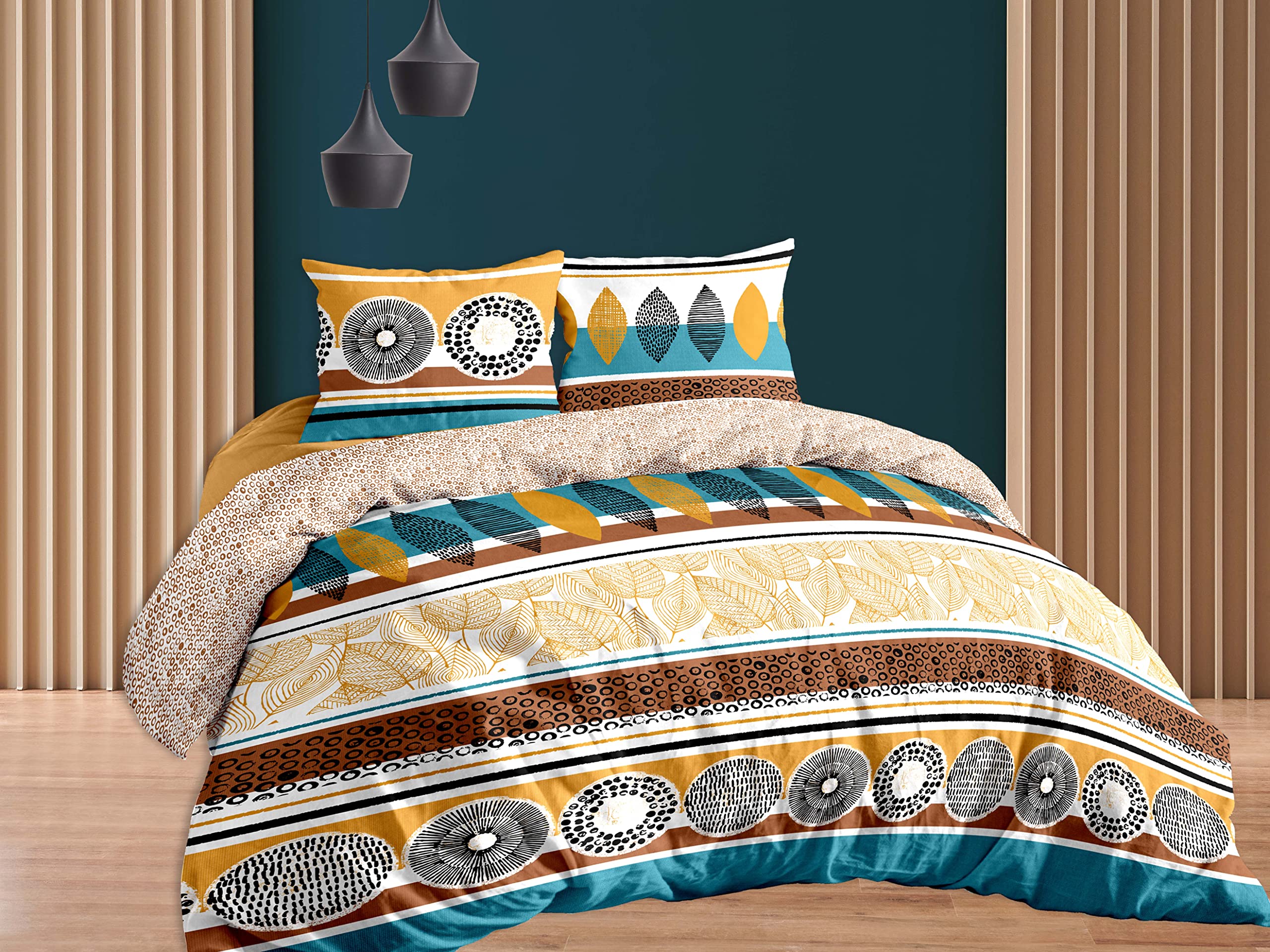 CALITEX Kenzra 3-Piece Bedding Set, 260 x 240 cm, 100% Cotton, Multicoloured, 260_x_240_cm