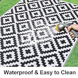 Smiry Waterproof Outdoor Rug 8x10 ft, Reversible