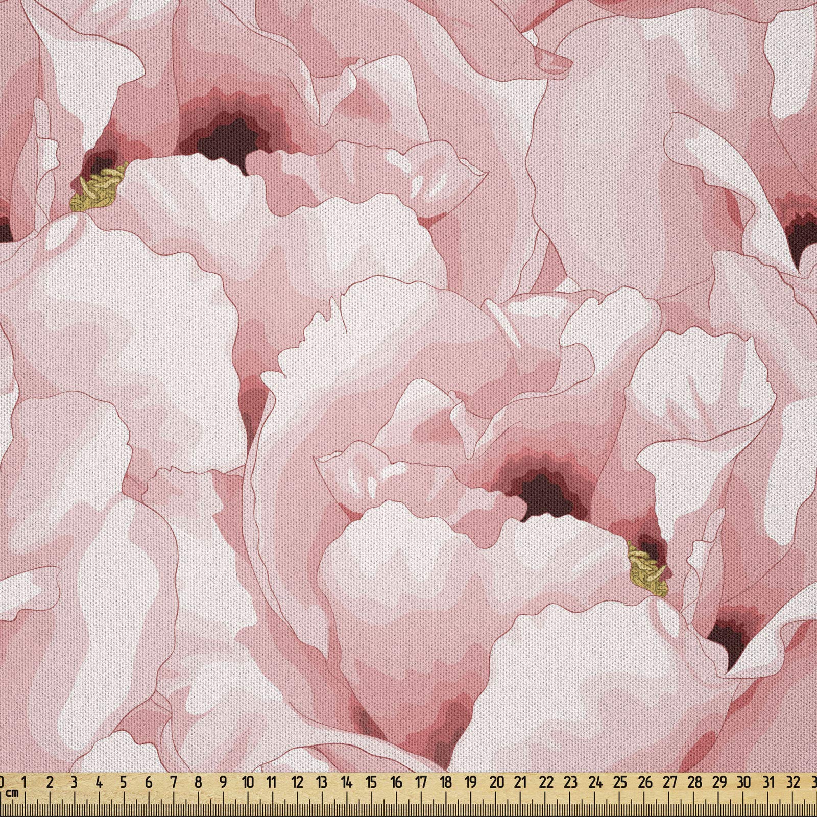 ABAKUHAUS Watercolor Fabric by the Yard, Vintage Hand Drawn Flowers Blossoming Nature Spring Season Inspirations, Microfiber Fabric for Arts and Crafts Textiles Decor, 3M (230x300cm), Pale Pink