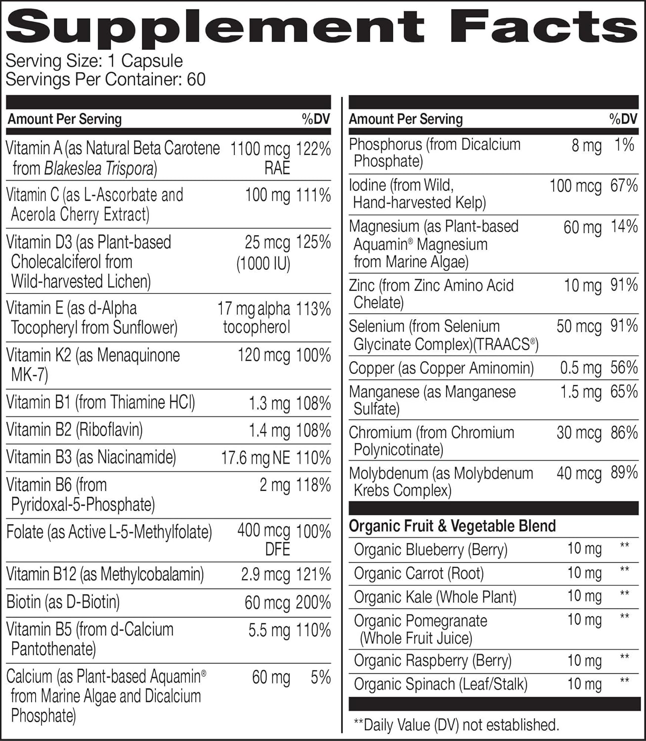 NATURELO One Daily Multivitamin for Men 50+ - with Whole Food Vitamins - Organic Extracts - Natural Supplement - Best for Energy, General Health - Non-GMO - 60 Capsules | 2 Month Supply: Health & Personal Care