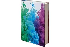 ELLOPI Rainbow Design, Easy Apply Book Cover 1 Pk. Stretchable Jumbo Jacket Fits Most Hardcover Textbooks Up to 9 x 11. Adhesive-Free, Nylon Fabric Protectors. Washable, Reusable School Supply for Students
