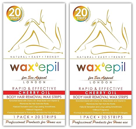 Waxepil Strips Wax Cherry Oil 2 Body Legs Ready To Use