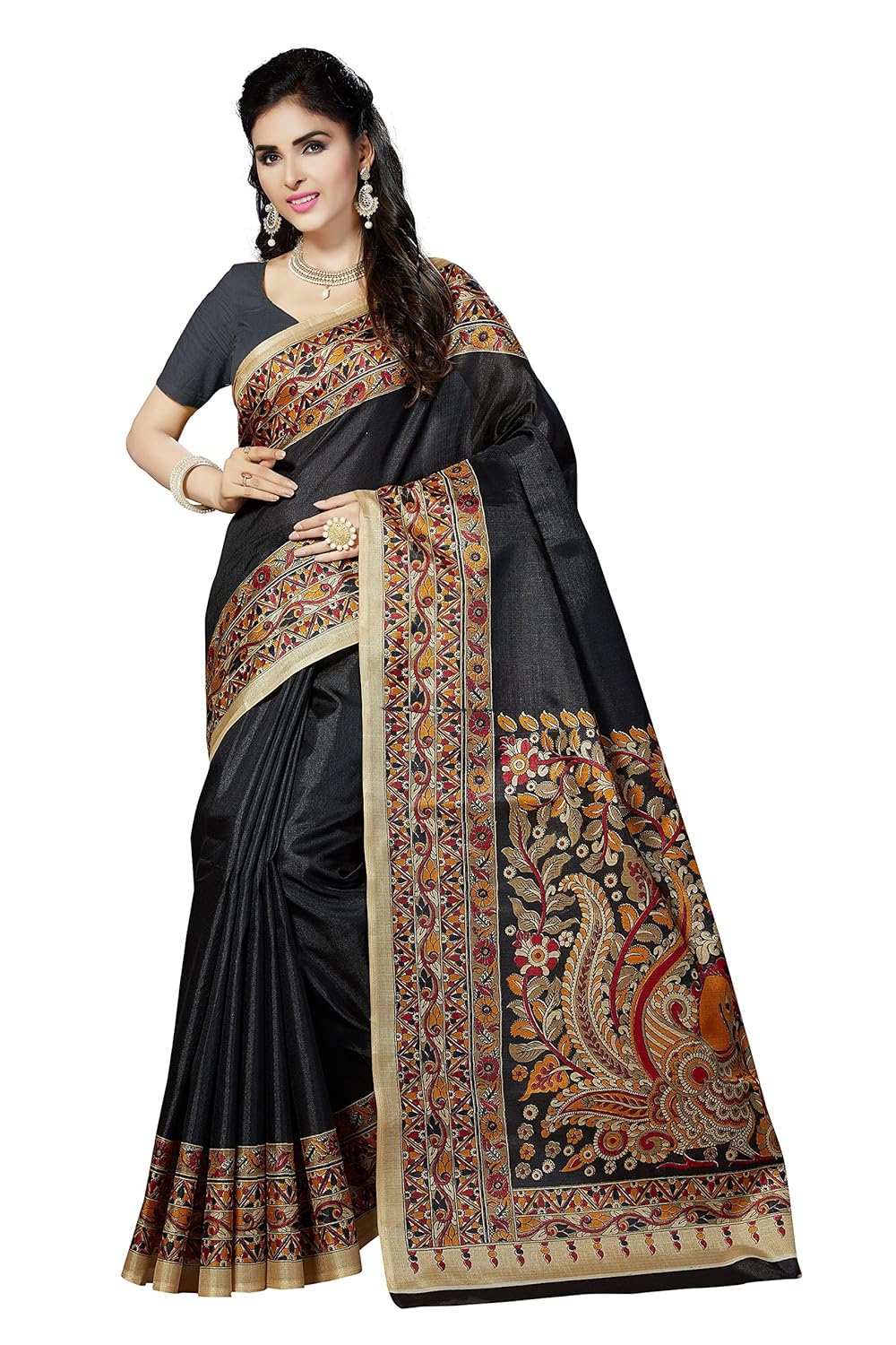 rani saahiba women's art silk saree with blouse piece