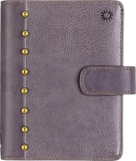 rido/idé 706704485 Zeitplansysteme/Ringbuchkalender/Timer Timing 3, 76 x 127 mm, Kunstleder-Ringbuch grau mit Nieten mit Lasc