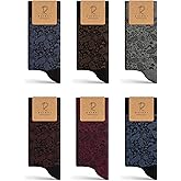 RAFRAY Bamboo Viscose Dress Socks Paisley, Men's Premium Lightweight Thin Crew Socks With Gift Box, 6 Pairs, Size 7-11.5