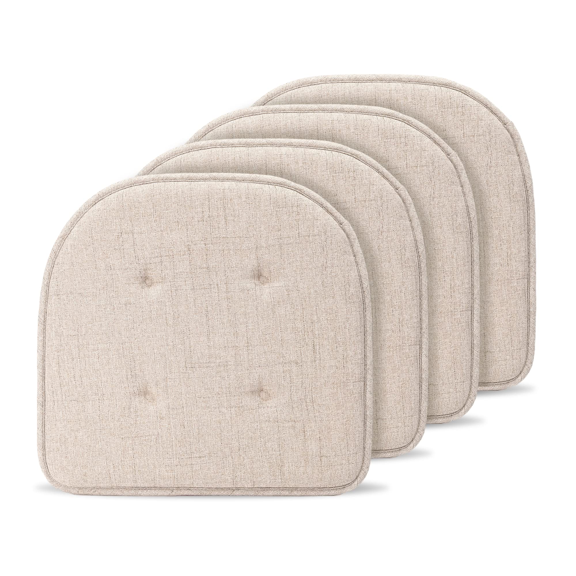 Photo 1 of Tromlycs Dining Room Chair Cushions Set of 4 for Dining Kitchen Chairs Pads Seat Cushions Indoor Non Slip U Shaped 17 x 16 Inch Linen