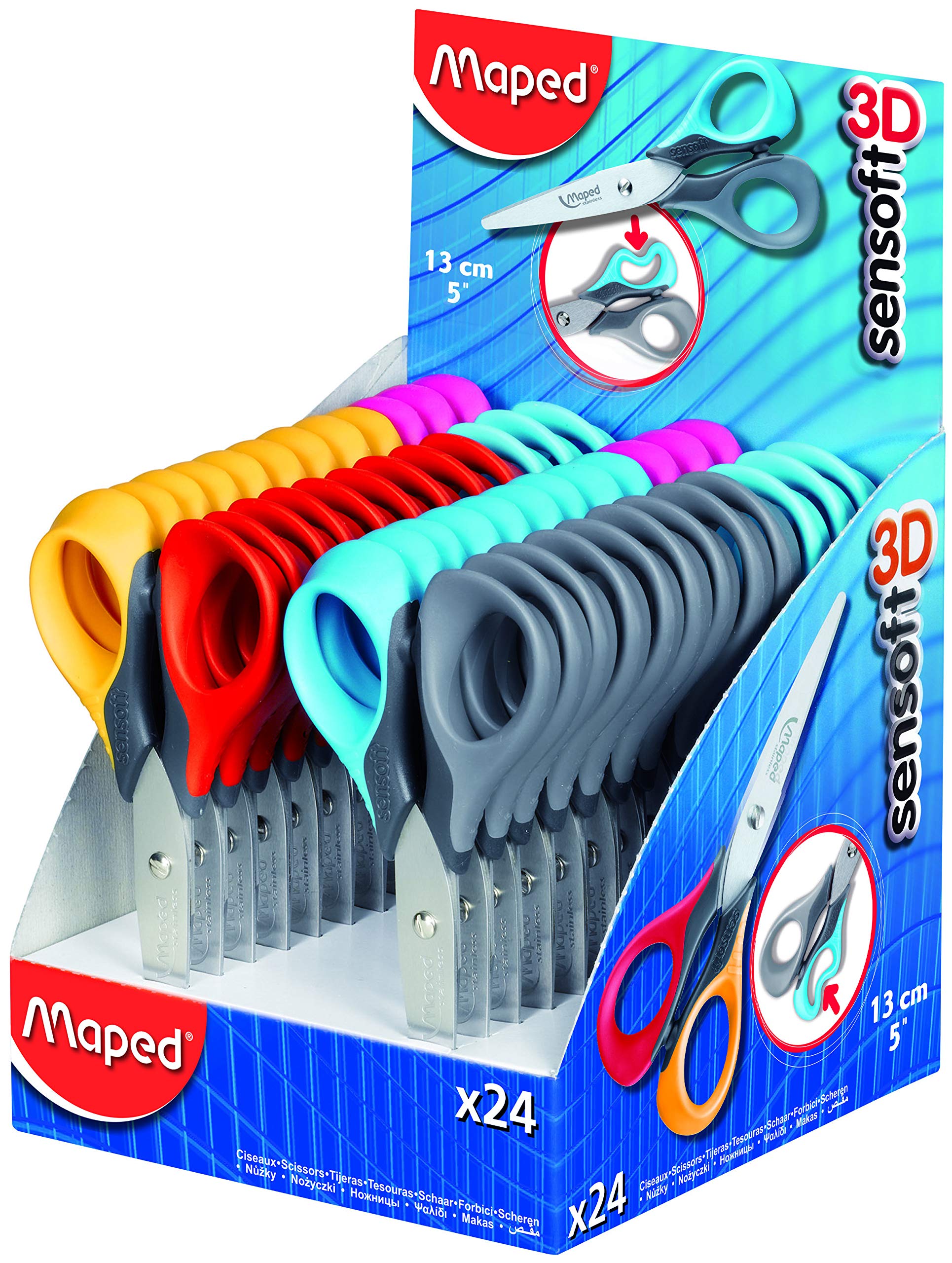 Maped Sensoft 3D Scissors 13.5cm (Box of 24 in Assorted Colours)